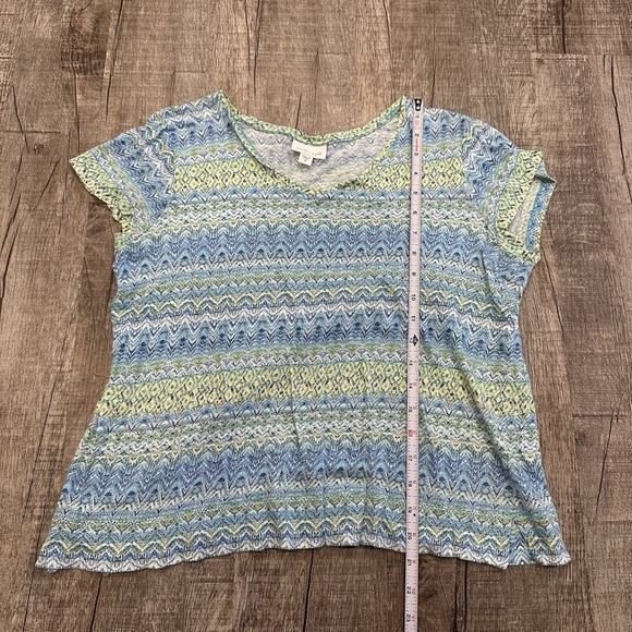 J Jill‎ Love Linen Womens Short Sleeve Tee Geometric Print 100% Linen Sz M Flowy - Picture 4 of 8